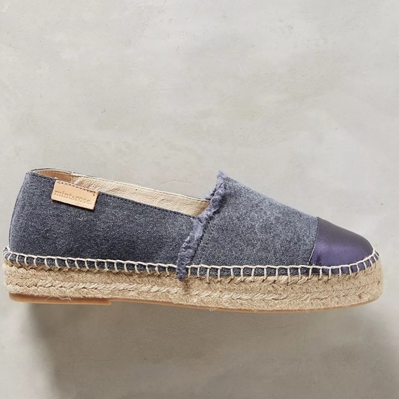 Anthropologie Mint & Rose Amalfi Espadrilles Navy Blue Metallic Cap Toe Size 8 - Picture 8 of 16